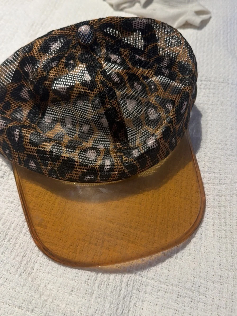 Leopard Print Mesh Cap with Amber Visor - Women’s Hat